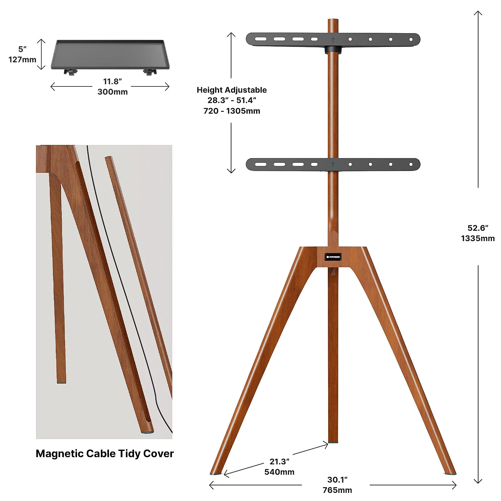 PUTORSEN Premium Wood Easel TV Stand