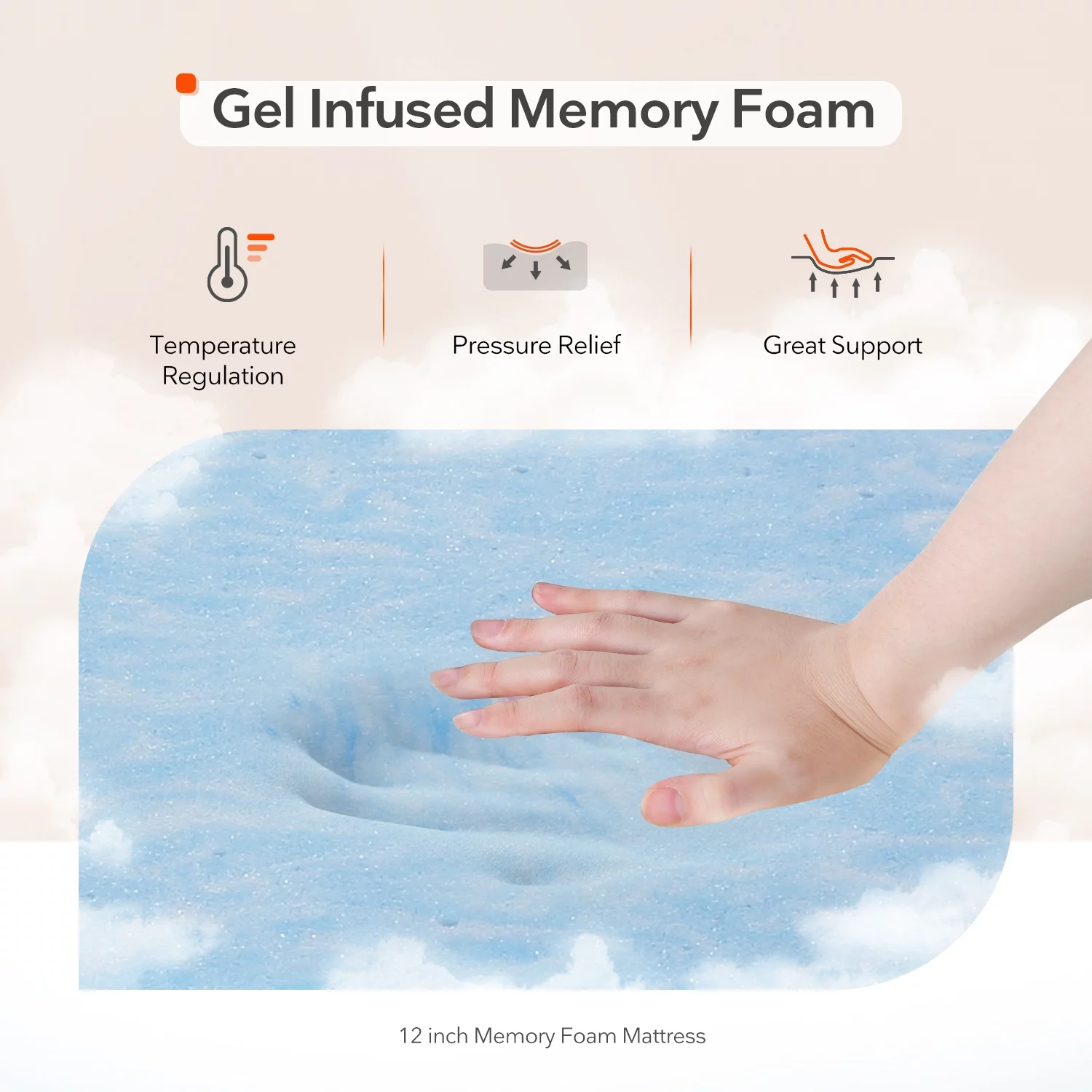 Sweetnight Dreamy 12 inch Adult Gel Memory Foam Mattress in a Box Queen Size