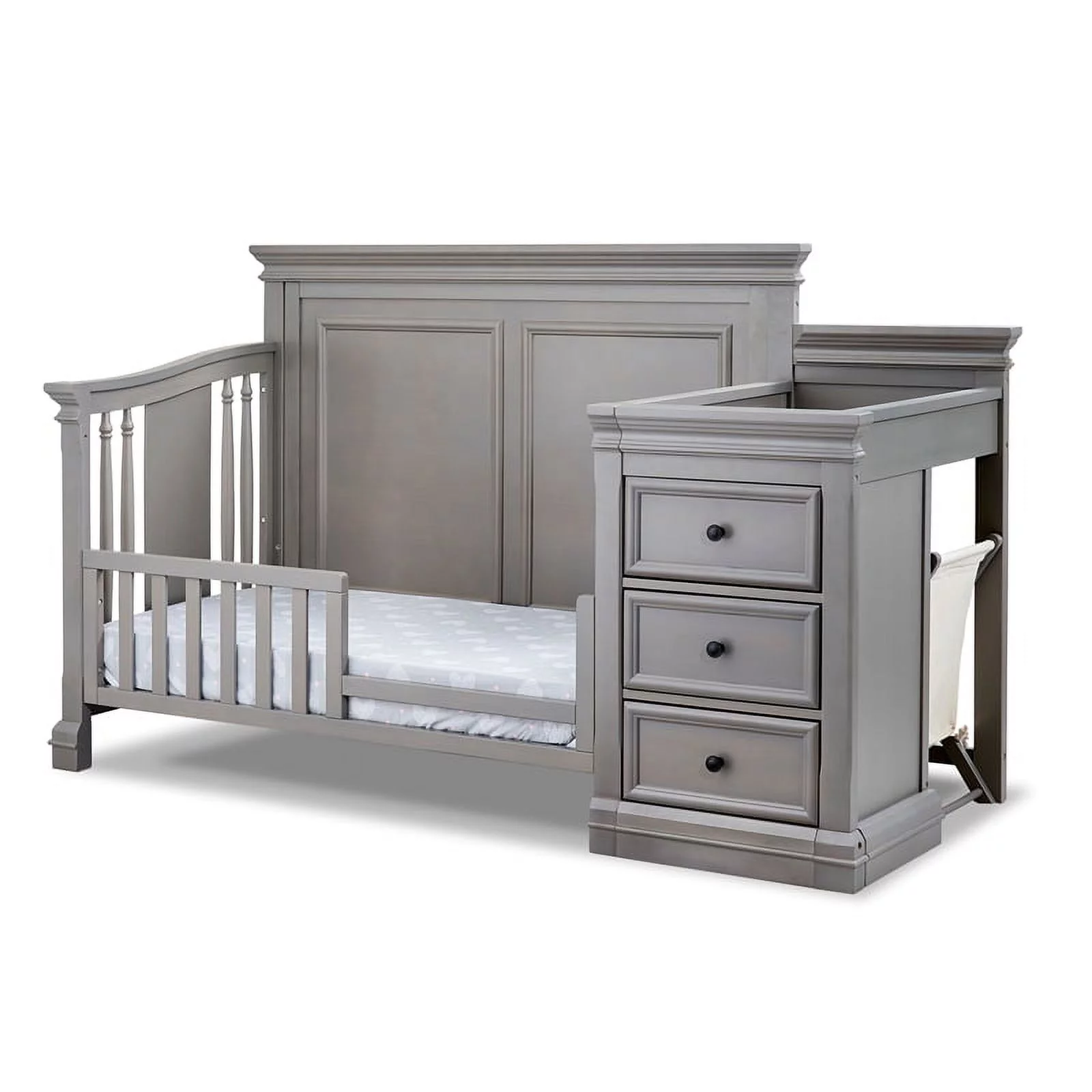 Sorelle Portofino Traditional Wood Crib & Changer in Weathered Gray