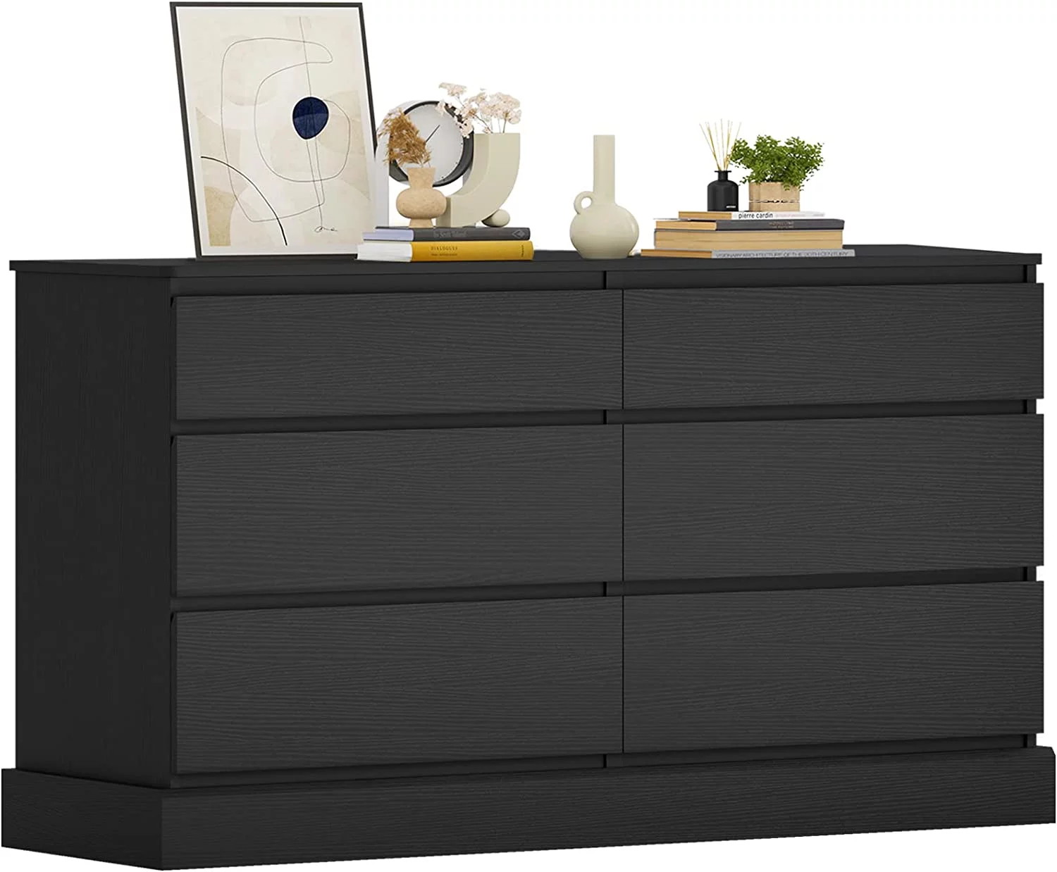 6 Drawer Double Dresser, Large Storage Cabinet for Bedroom, Hallway, Entryway, Black
