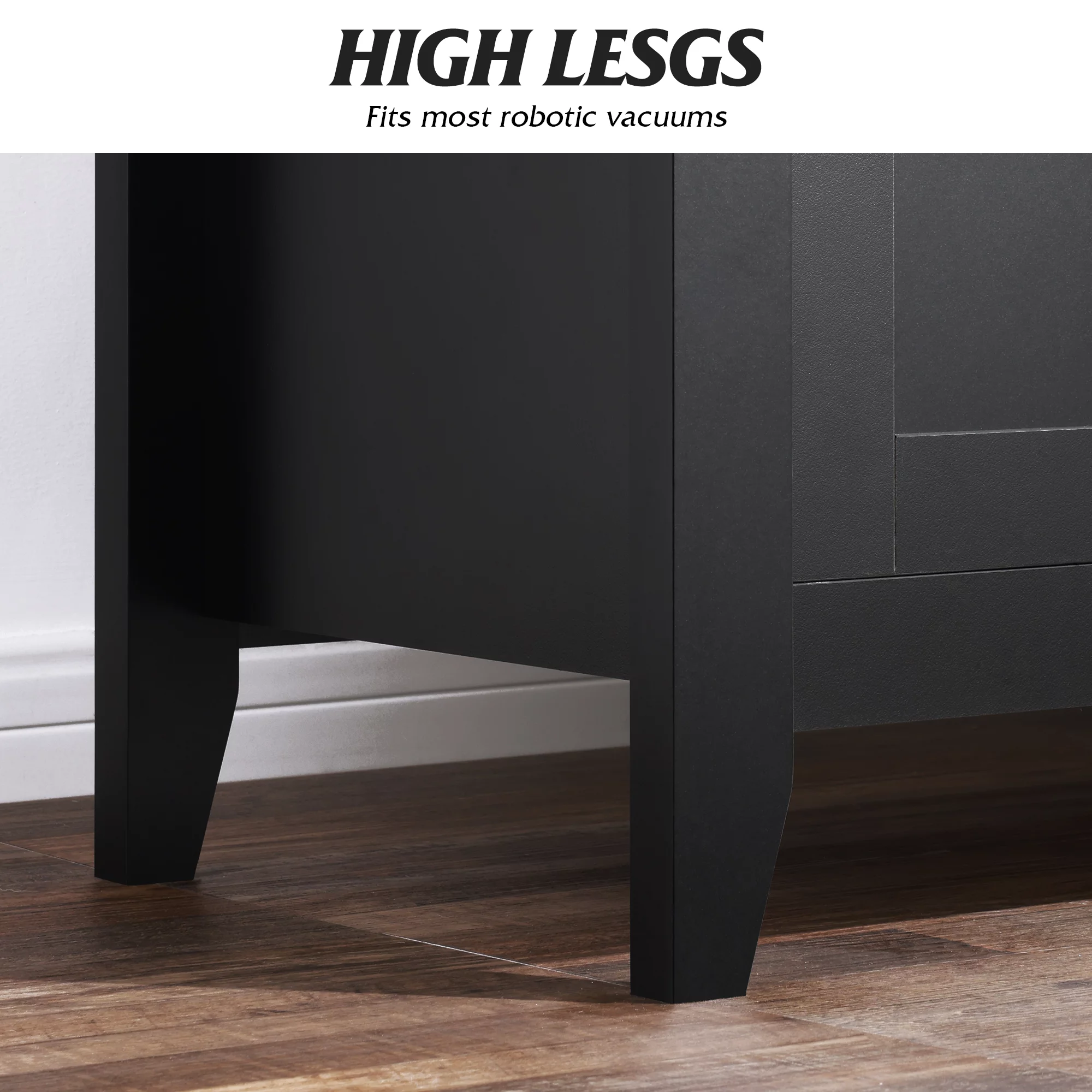 WLIVE Black Dresser with 6 Drawers, Wood Storage Chest of 6 Drawers, Wide Black Dresser for Bedroom, Wood Dresser for Living Room