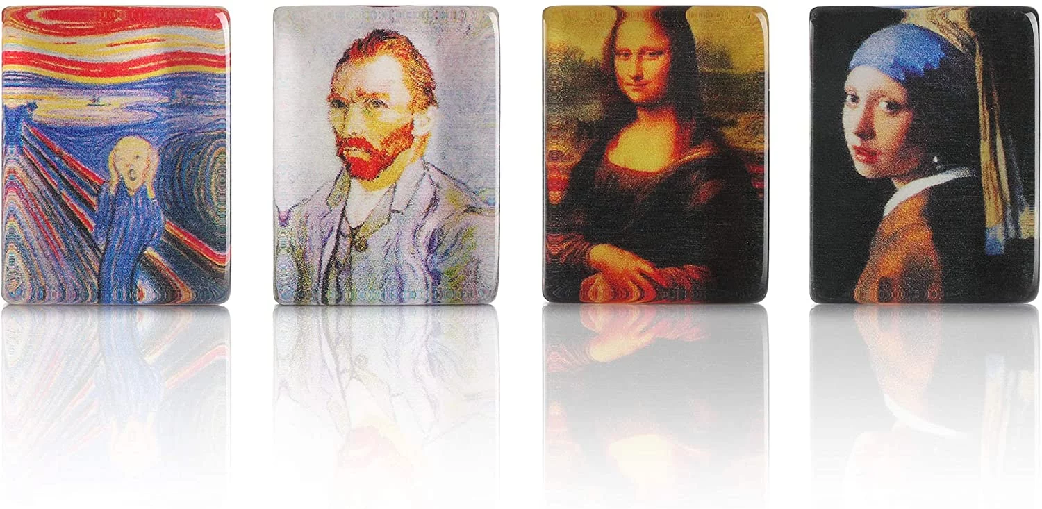 166 American Mahjong High-End Mahjong Suitcase Limited Edition Embedded Masterpiece Background 4 Wooden Pushers + Racks 166 Numbered Tiles Complete American Mahjong Set in Leather Suitcase Van Gogh