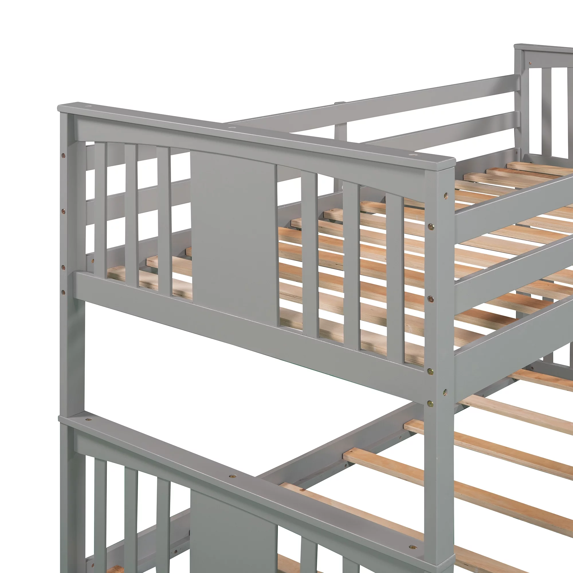 Gray Twin Over Twin Bunk Bed with Ladder