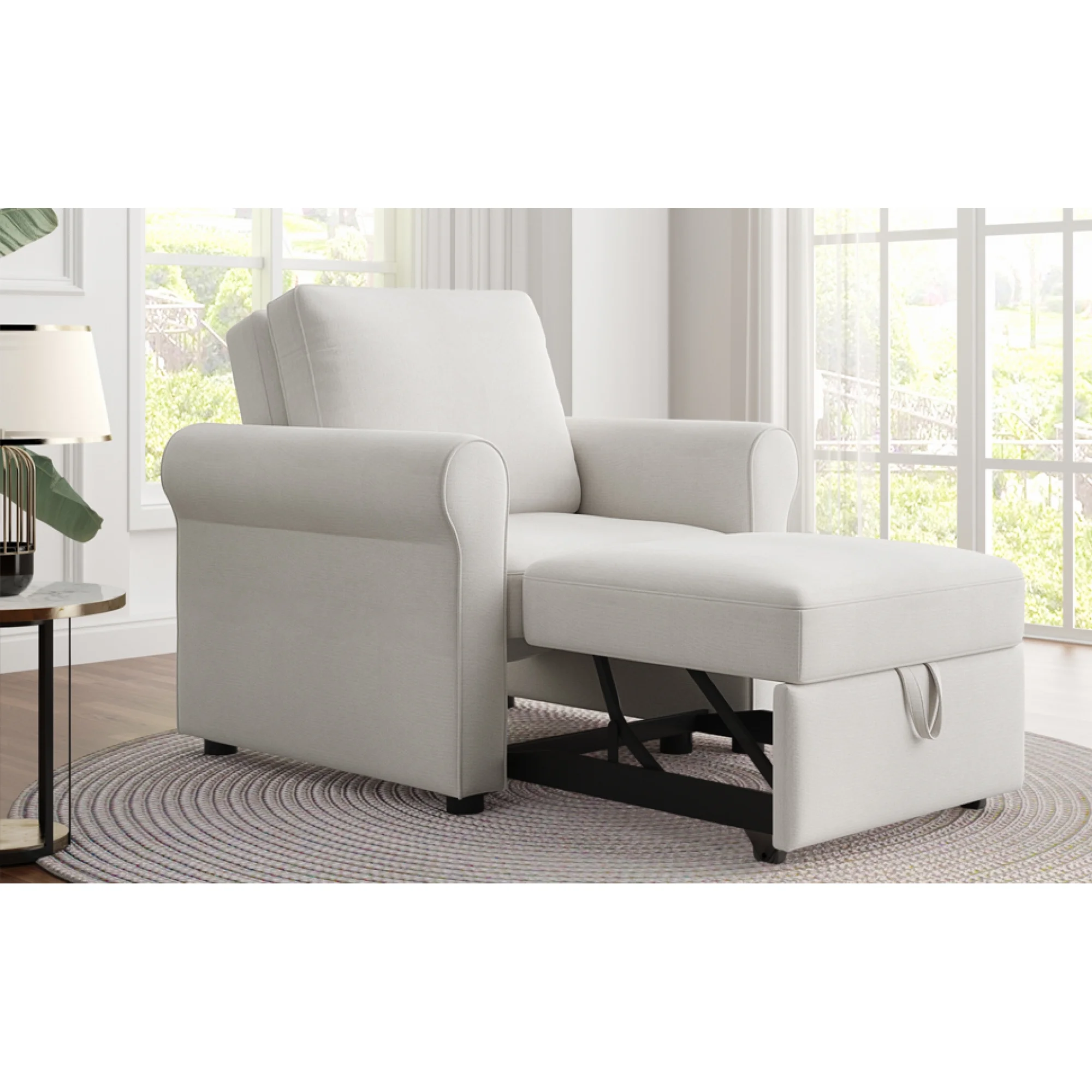 3-in-1 Sofa Bed Chair, Convertible Sleeper Chair Bed,Adjust Backrest Into a Sofa,Lounger Chair,Single Bed,Modern Chair Bed Sleeper for Adults,Beige(Old sku:WF301161AAB)