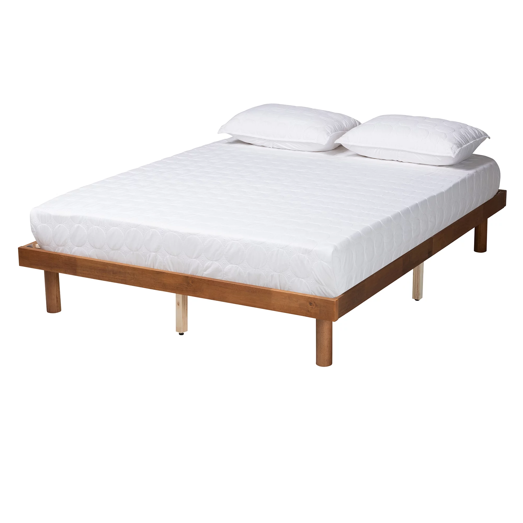 Baxton Studio Winston Mid-Century Modern Walnut Brown Finished Wood Full Size Platform Bed frame