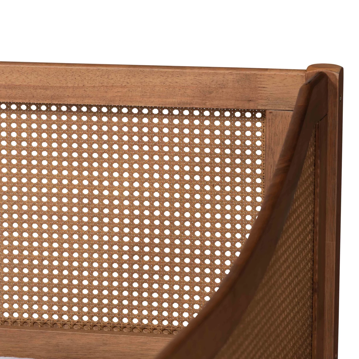 Baxton Studio Ogden Mid-Century Modern Walnut Brown Finished Wood and Synthetic Rattan Twin Size Daybed,Wholesale