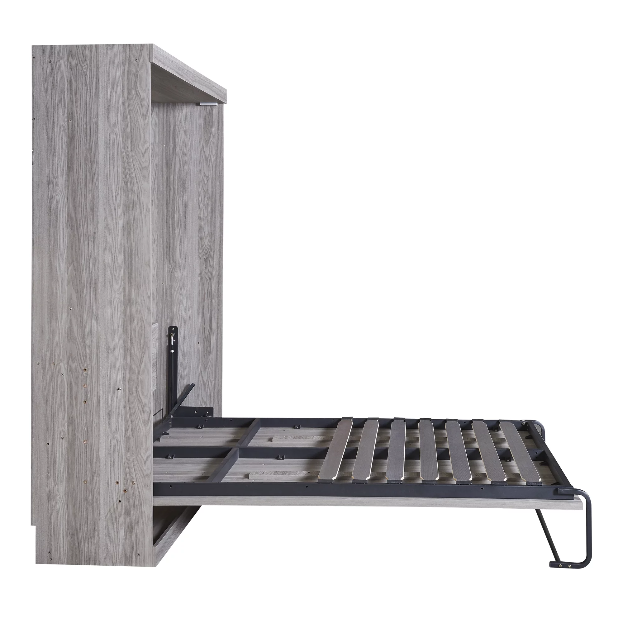 Euroco Pine Wood Full Size Murphy Bed, Convertible Wall Bed into A Cabinet, Gray