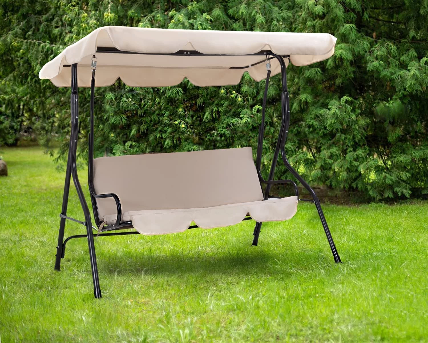 FDW New Canopy Porch Swing Glider Hammock Chair,Beige