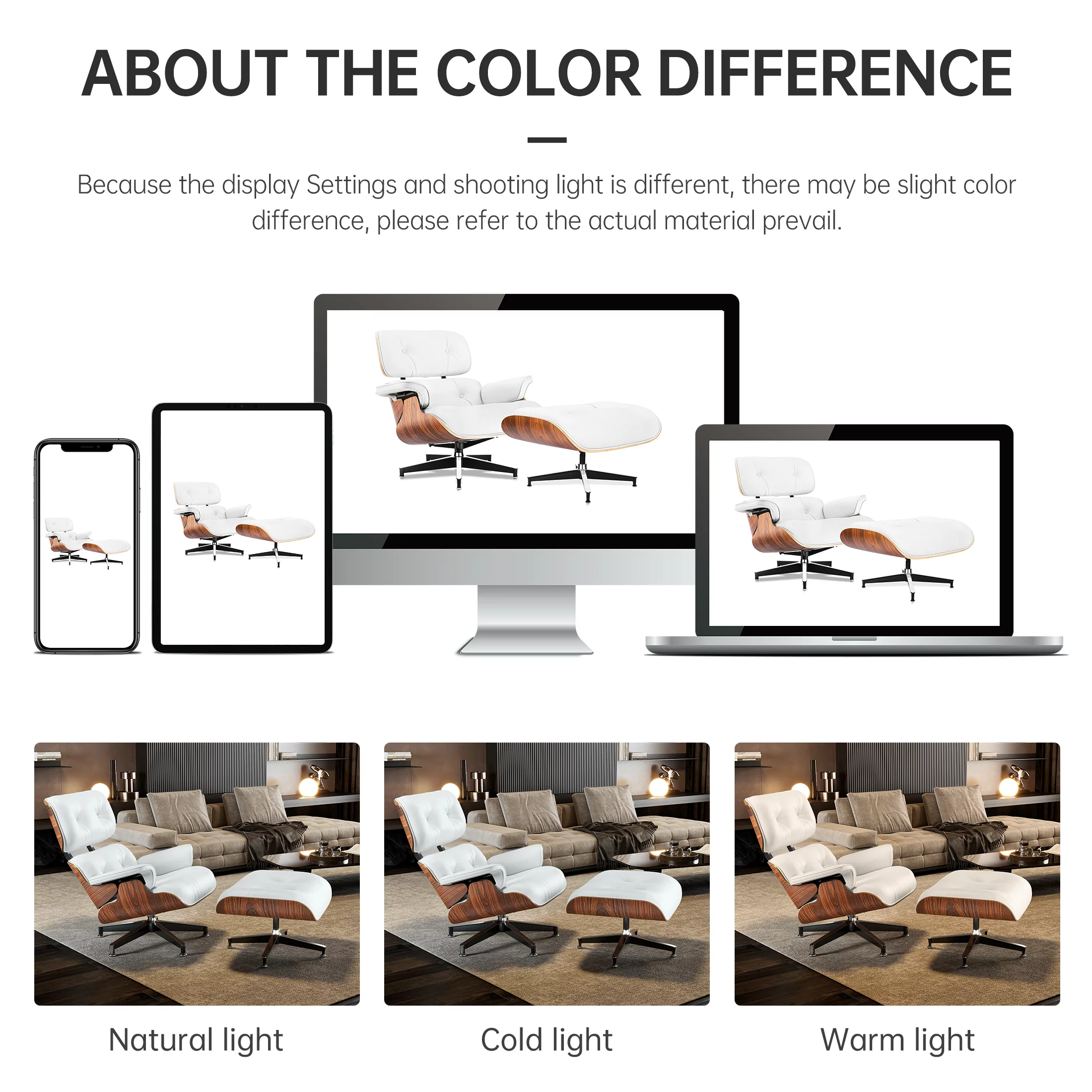 Mid Century Lounge Chair,Top Grain Leather Sofa for Living Room, Indoor Modern Lounge Chair and Ottoman Set, Chaise Lounge for Office, Study