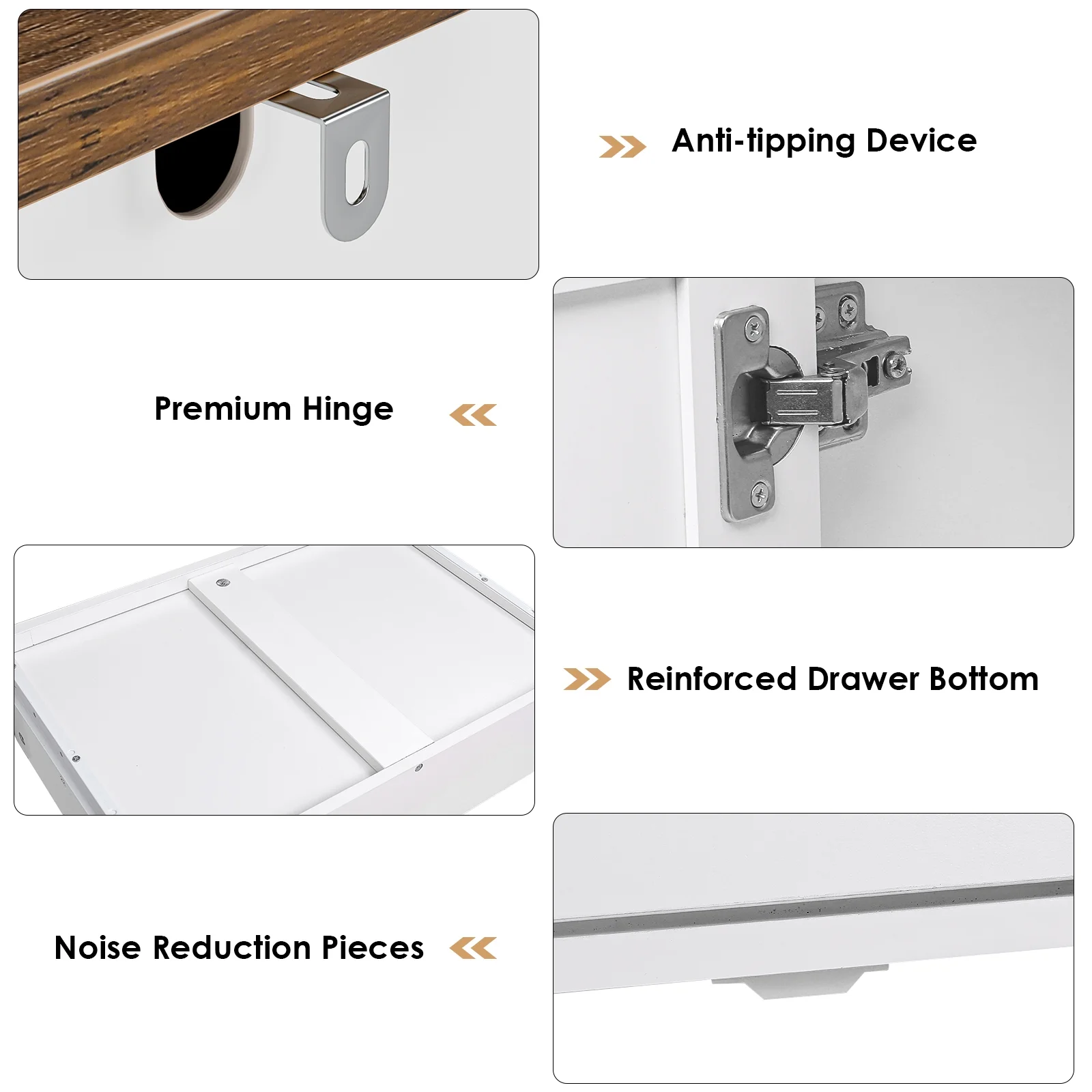 Homfa Farmhouse Buffet Sideboard, 2 Drawers & 4 Doors Shelf Space Wood Storage Cabinet Credenza for Kitchen Living Room, White