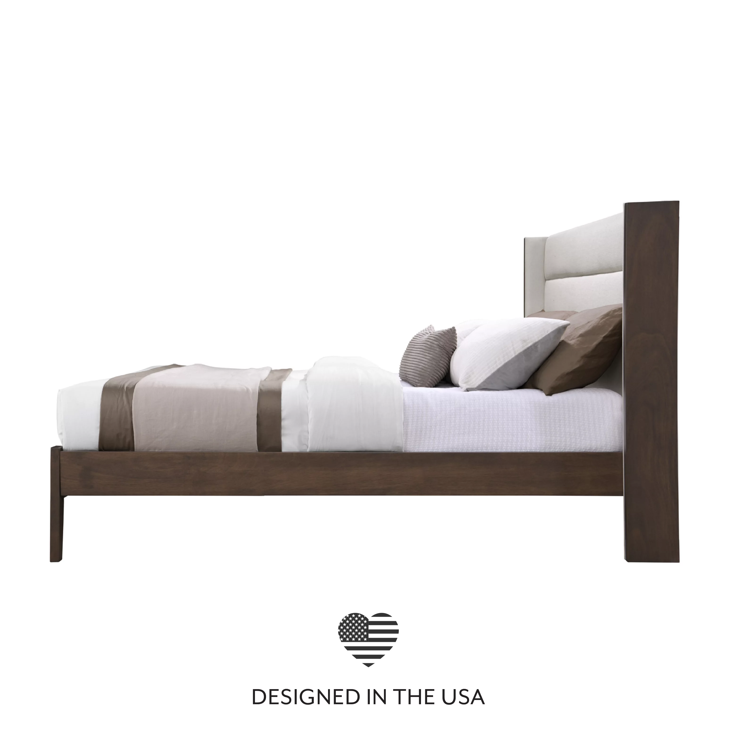 DG Casa Thomas Wingback Channel Queen Bed Frame - Stylish Upholstered Bed Frame Queen | Easy Install Queen Bed Frame with Headboard and Wooden Slat Support Included | No Box Spring Required