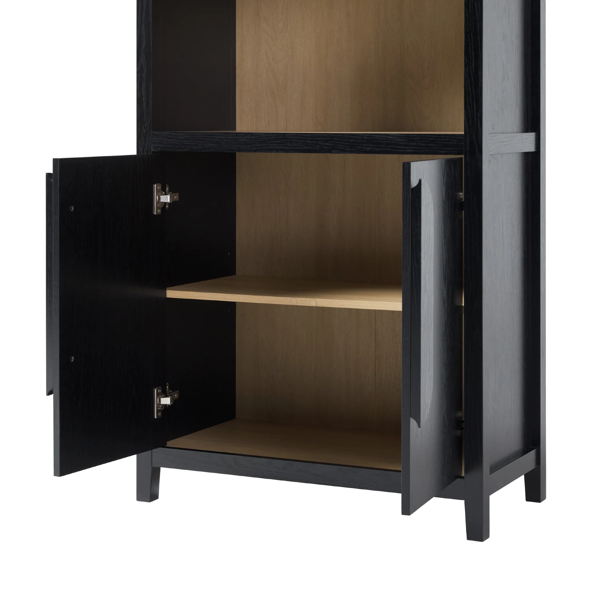 Walker Edison Modern 3 Shelf Open Arched Bookcase Cabinet, Black
