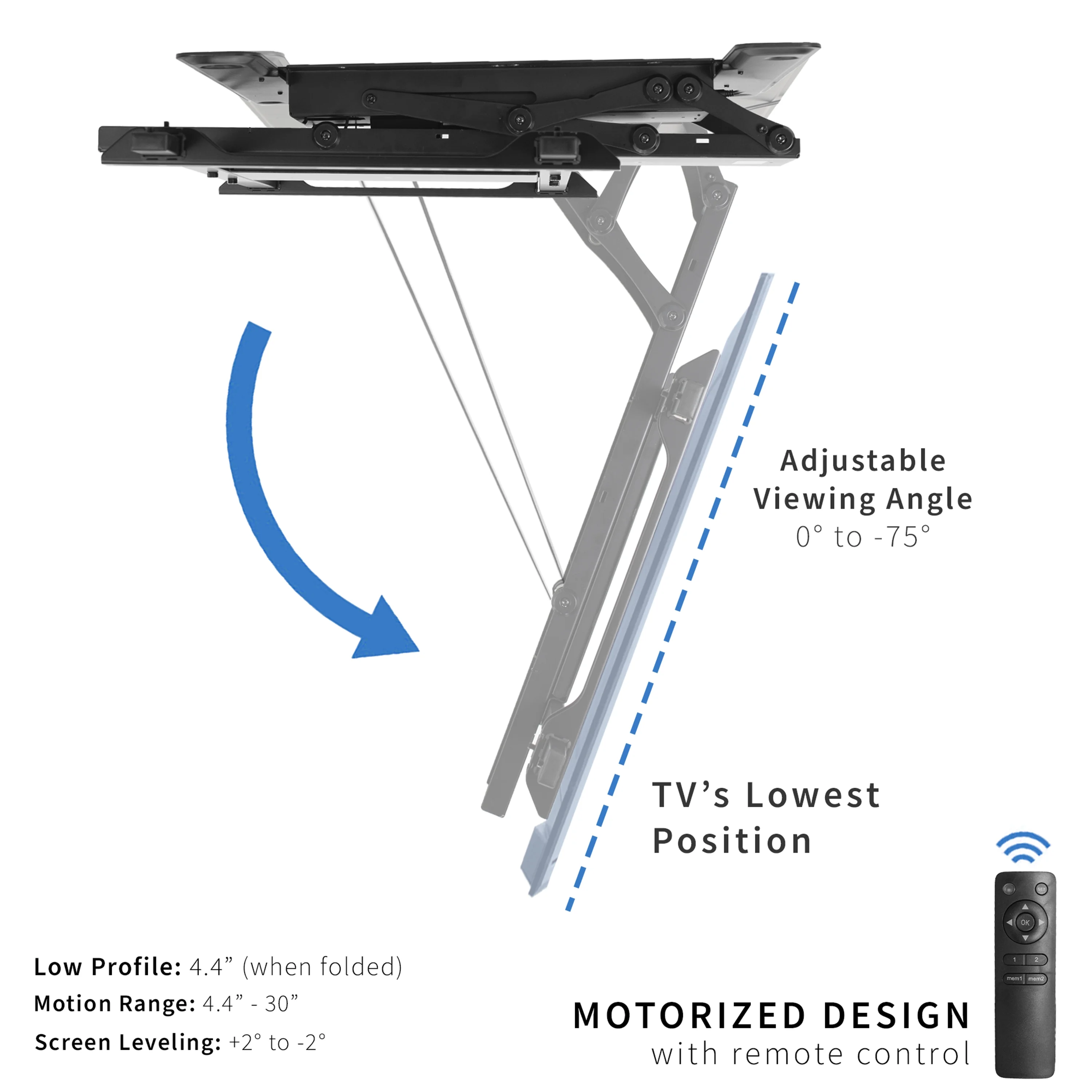 VIVO Motorized Flip Down Pitched Roof Ceiling TV Mount for 40