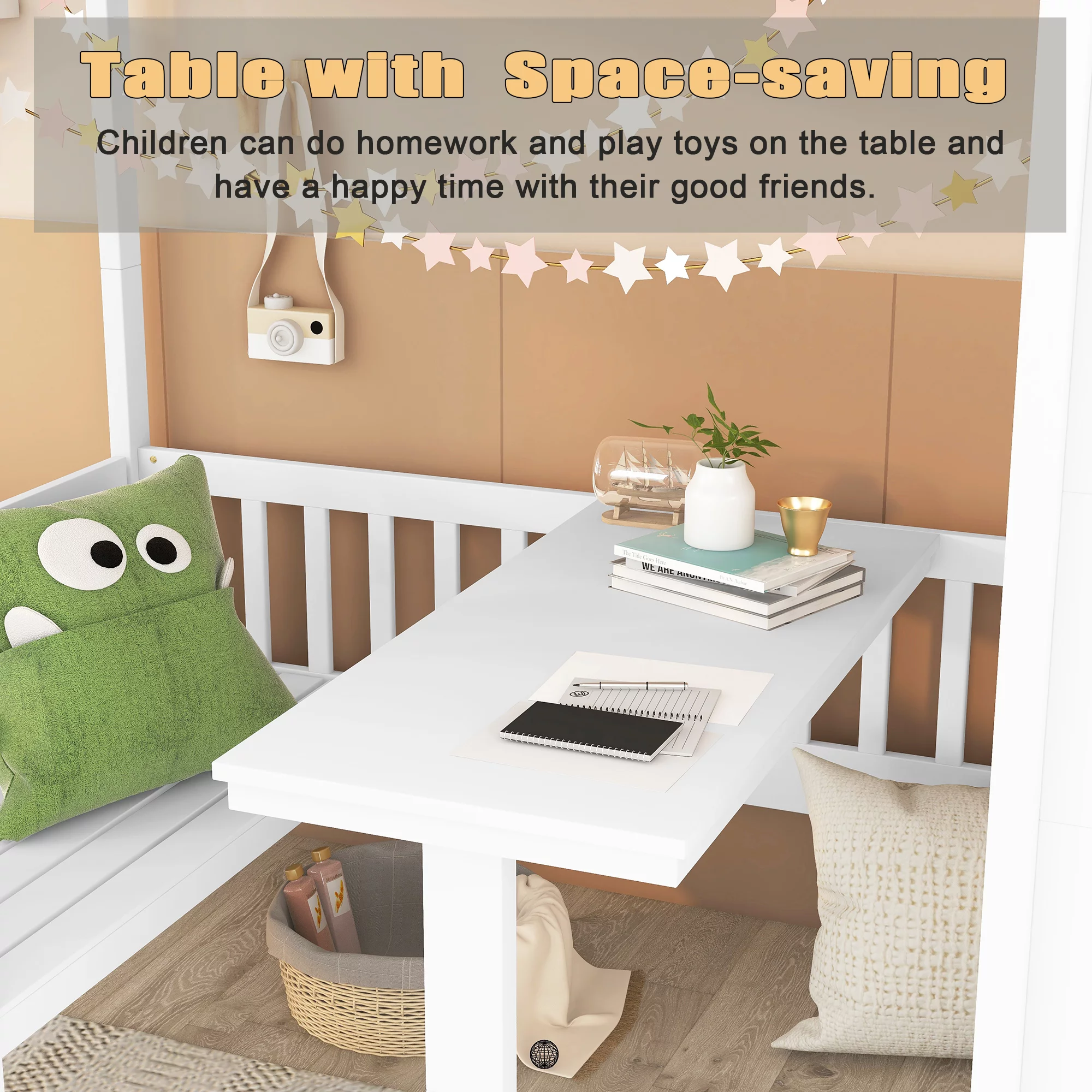 Twin Over Twin Bunk Beds with Stairs, Wood Loft Bed with Desk and Seat Can be Turned Into Bunk Bed, Convertible Dorm Bunk Bed with 2 Storage Drawers for Kids Teens(White+White)