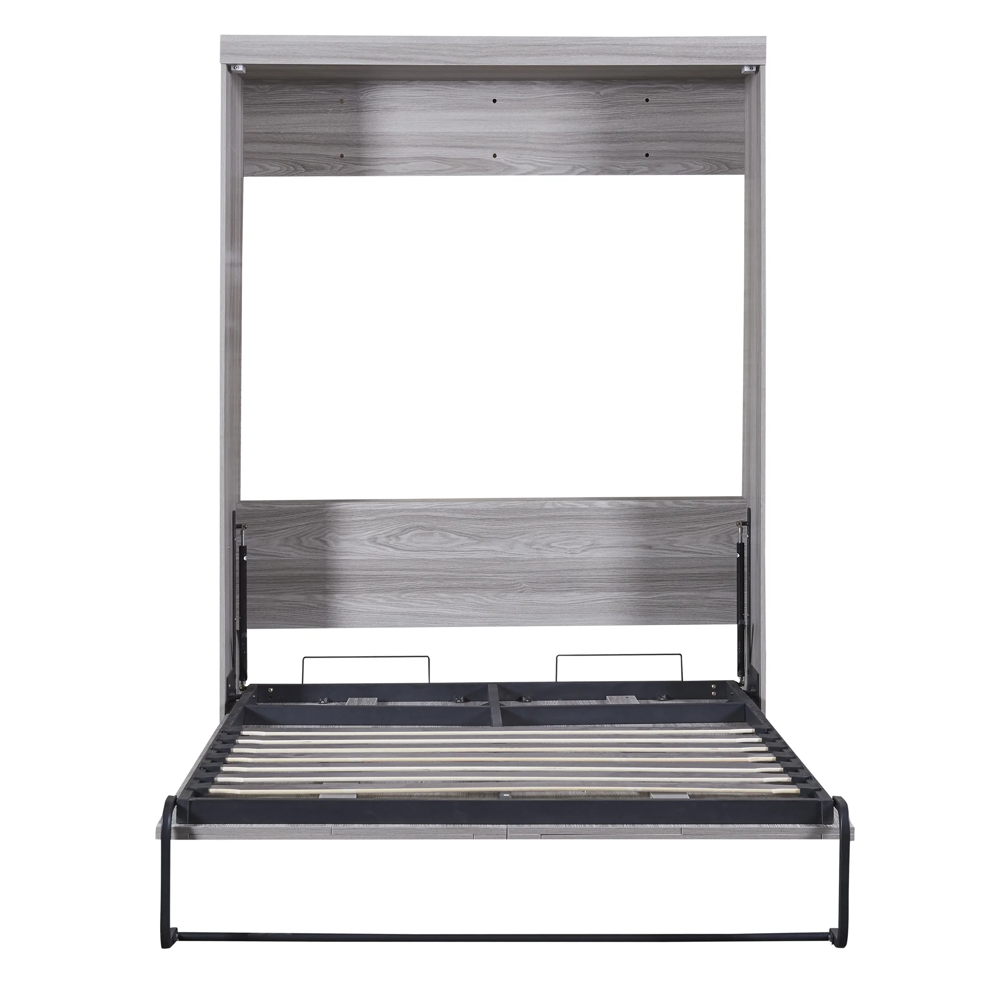 Euroco Pine Wood Full Size Murphy Bed, Convertible Wall Bed into A Cabinet, Gray