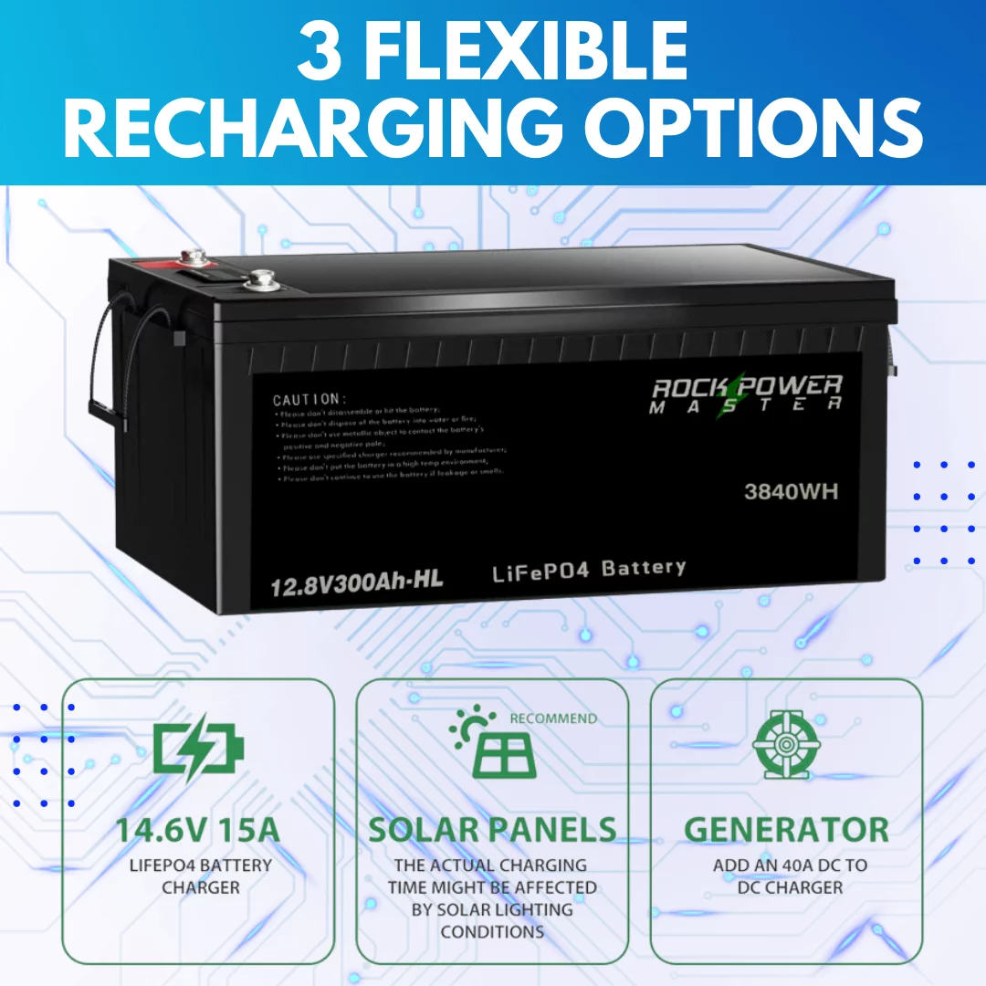12V300Ah / 12V400Ah LiFePO4 Battery with Built-in BMS, Lithium Rechargeable Battery for RV, Solar, Marine, Home Energy, Off-Grid Applications etc.