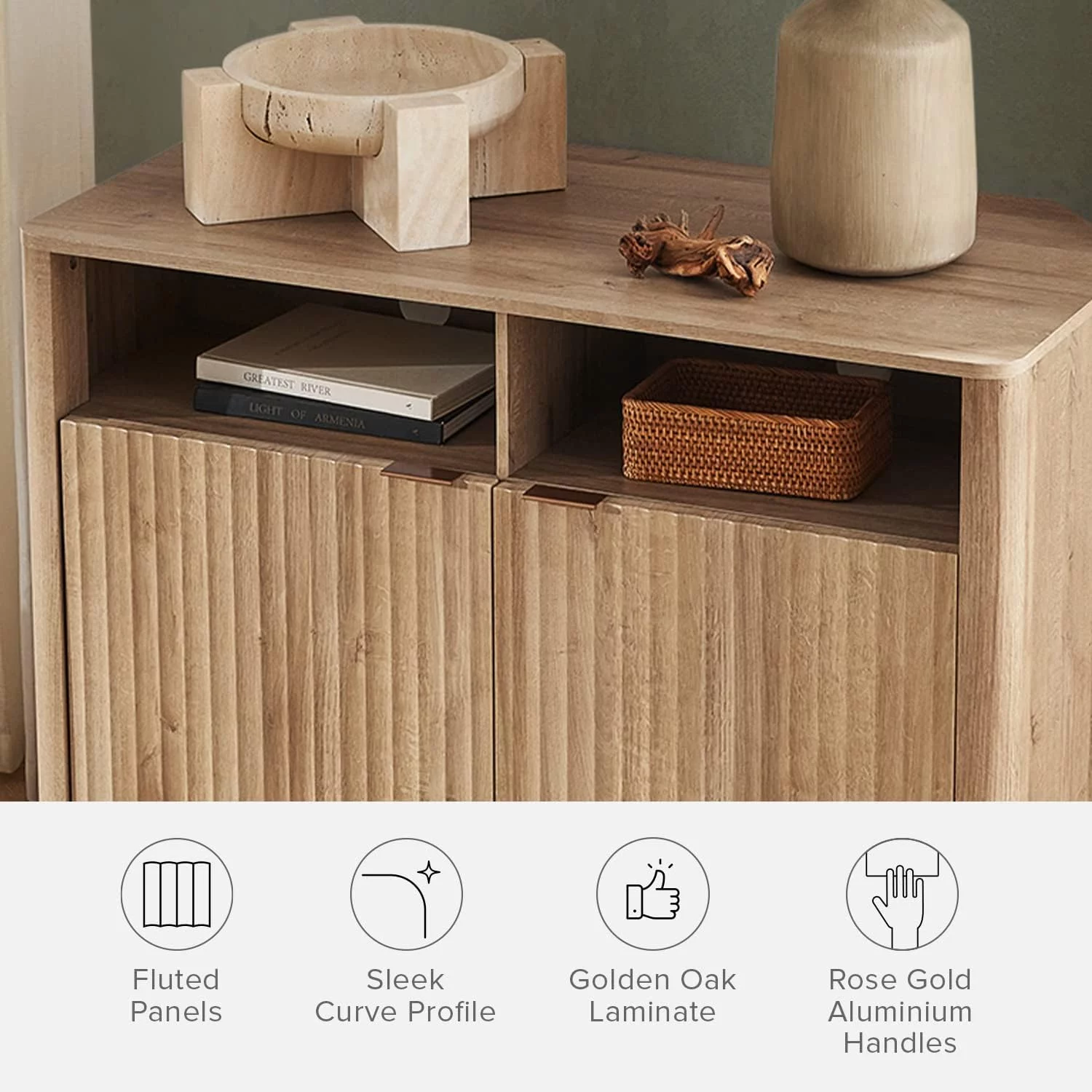 Mopio Brooklyn Mid-Century Modern Storage Cabinet, Corner TV Stand for TVs up to 50