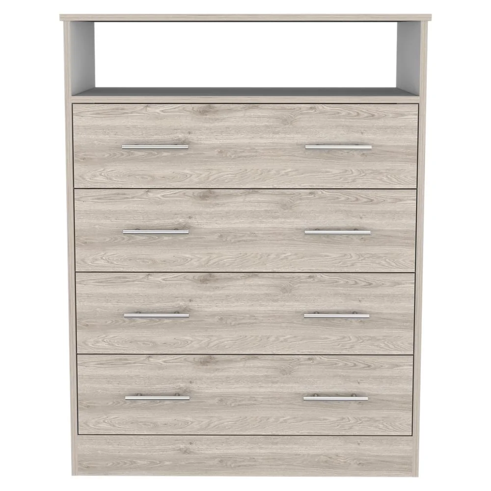 FM FURNITURE LLC Lagos Four Drawer Dresser ,Light Gray / White