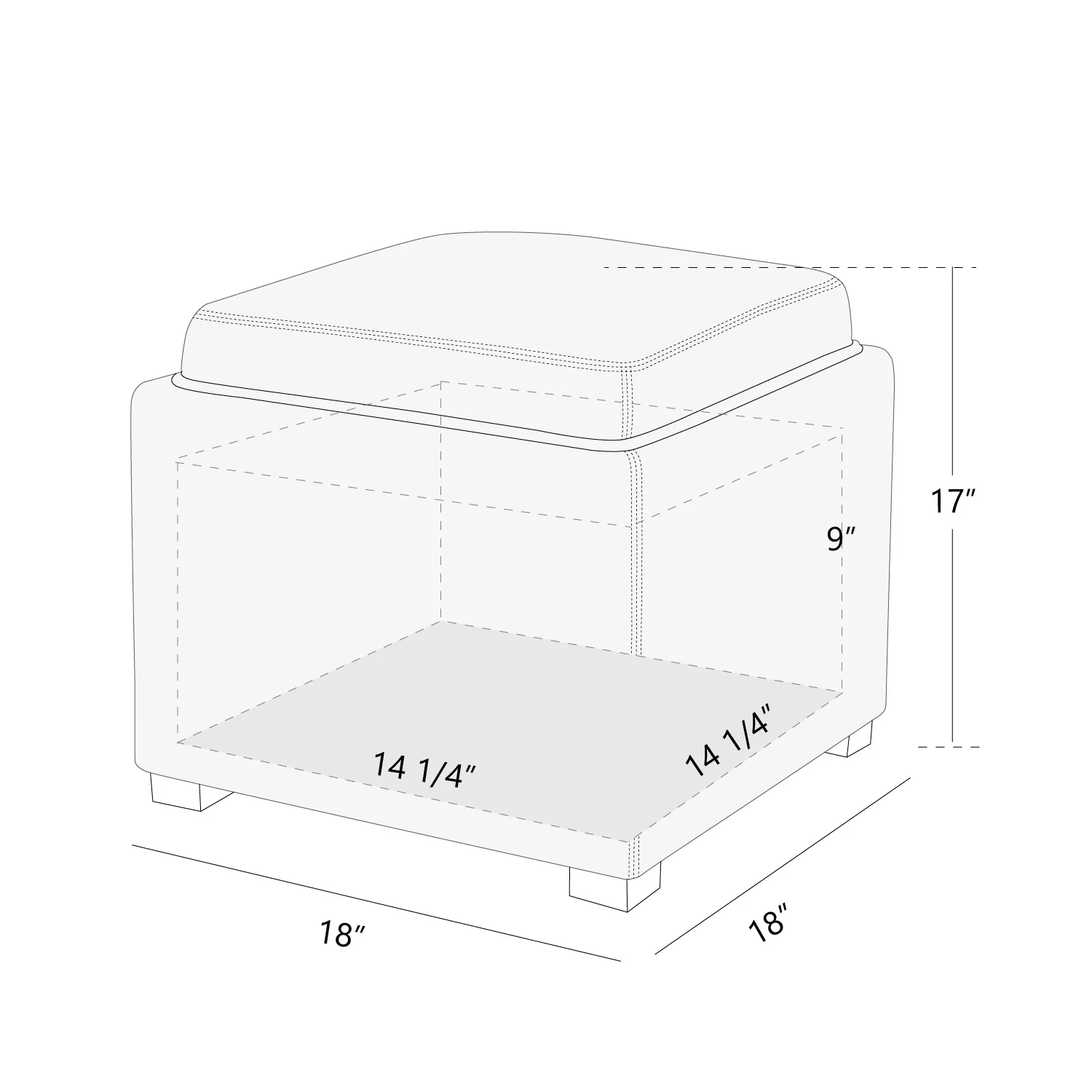 CHITA Fabric Storage Stool Ottoman, Foot Rest Stool Seat, Linen