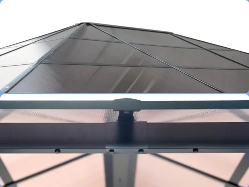 10x12 Hardtop Metal Gazebo Heavy Duty Pergola with Mosquito Nets Galvanized Steel&Polycarbonate Roof Sturdy Outdoor Canopies Tent Suitable for Gardens Patio Backyard