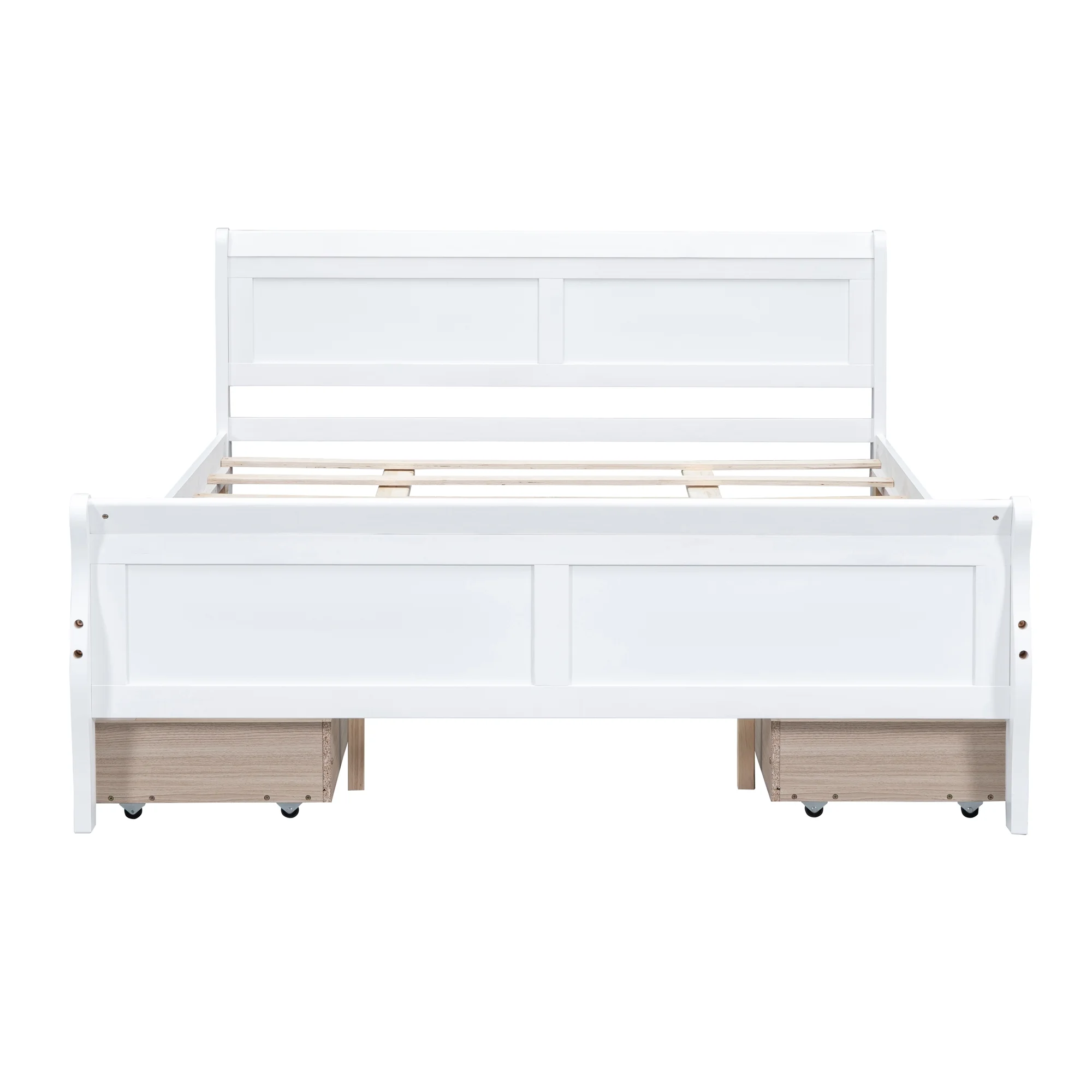 CoSoTower Queen Size Wood Platform Bed with 4 Drawers and Streamlined Headboard & Footboard, White