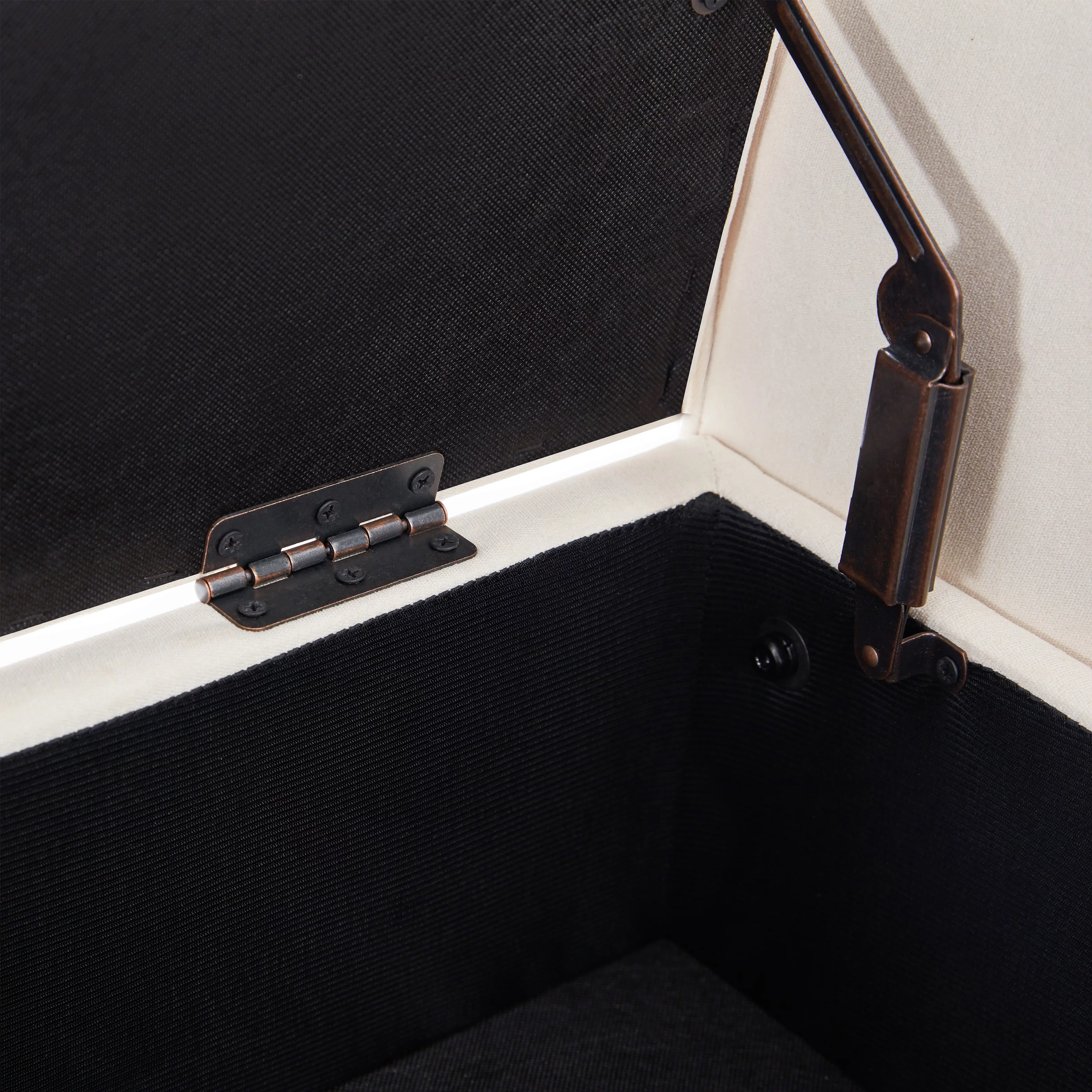 HUIMO Arm Storage Ottoman, Upholstered Window Sitting Bench for Bedroom,End of Bed Bench Indoor, Livingroom, Entryway (Beige)