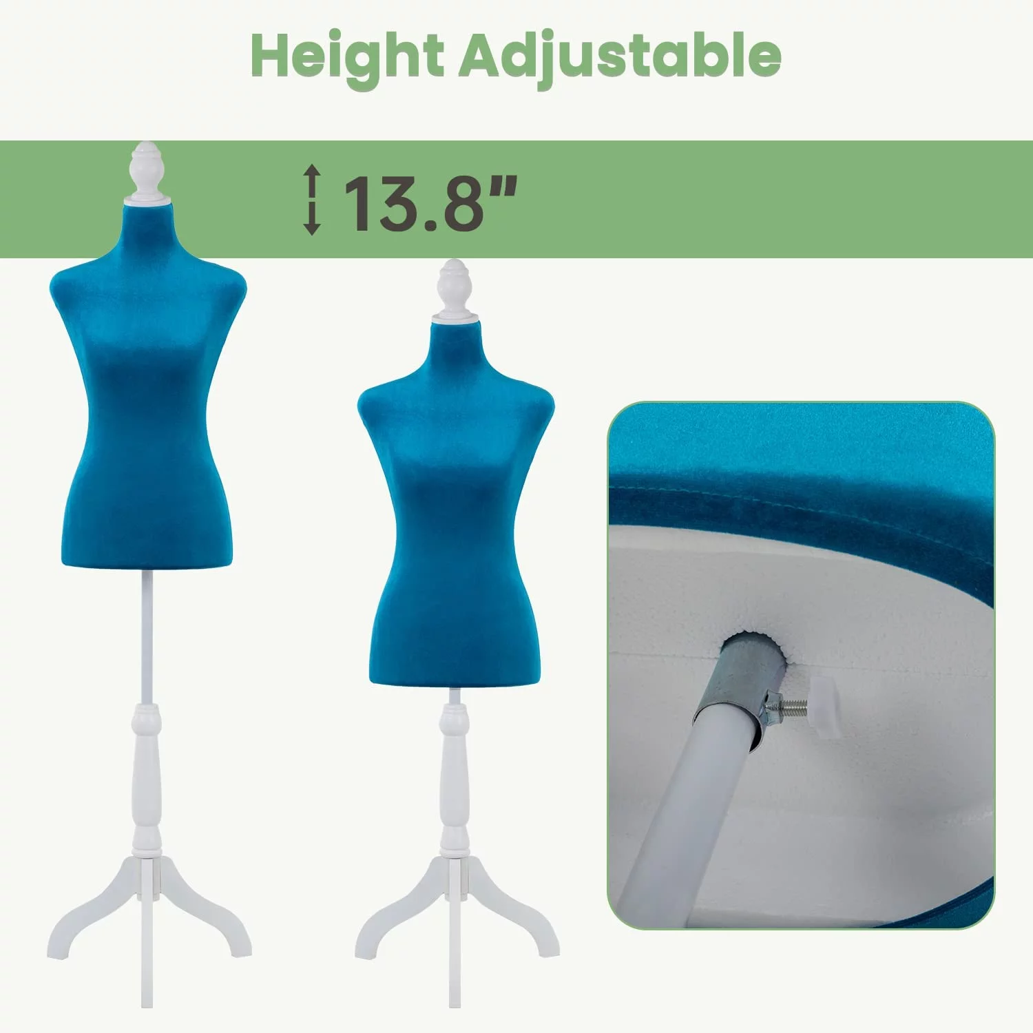 YRLLENSDAN Mannequin Body Torso Female, 49.6-63.6 inch Height Adjustable Sewing Mannequin Woman Foam Torso with Base Stand for Sewing Clothes Dress Form Display