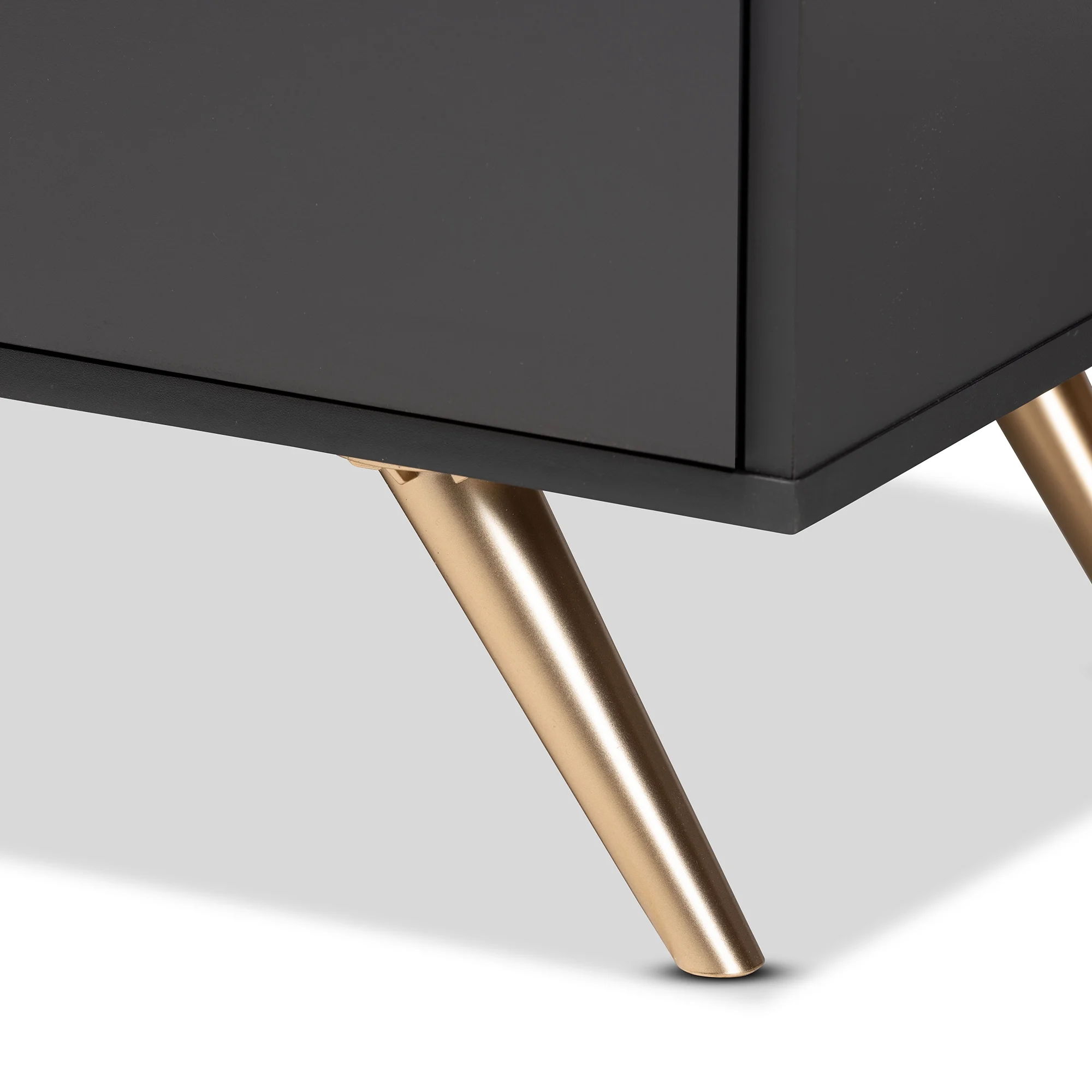 Baxton Studio Kelson Modern and Contemporary Dark Grey and Gold Finished Wood 5-Drawer Chest