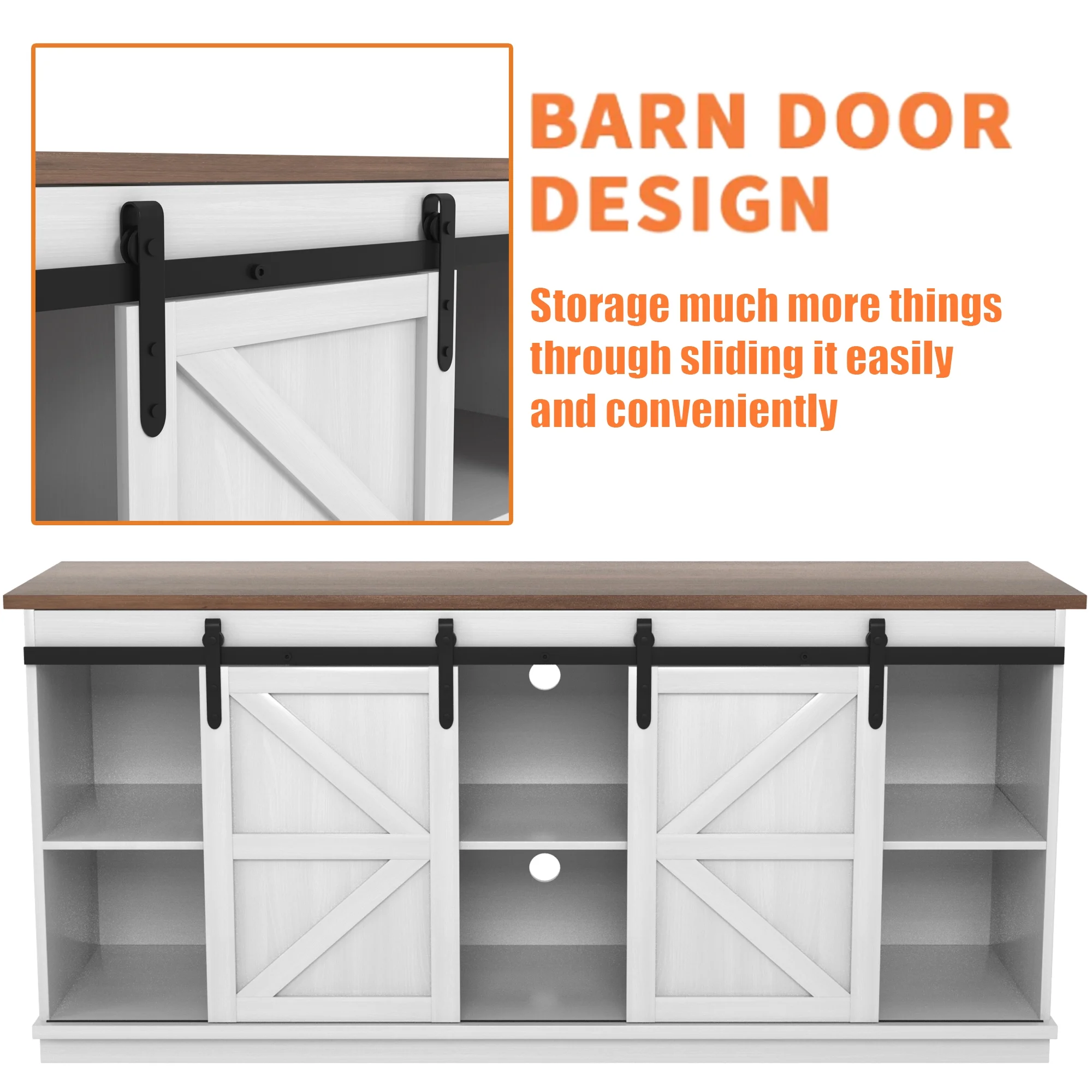 Furmax Modern Farmhouse Barn Door TV Stand for TVs up to 65