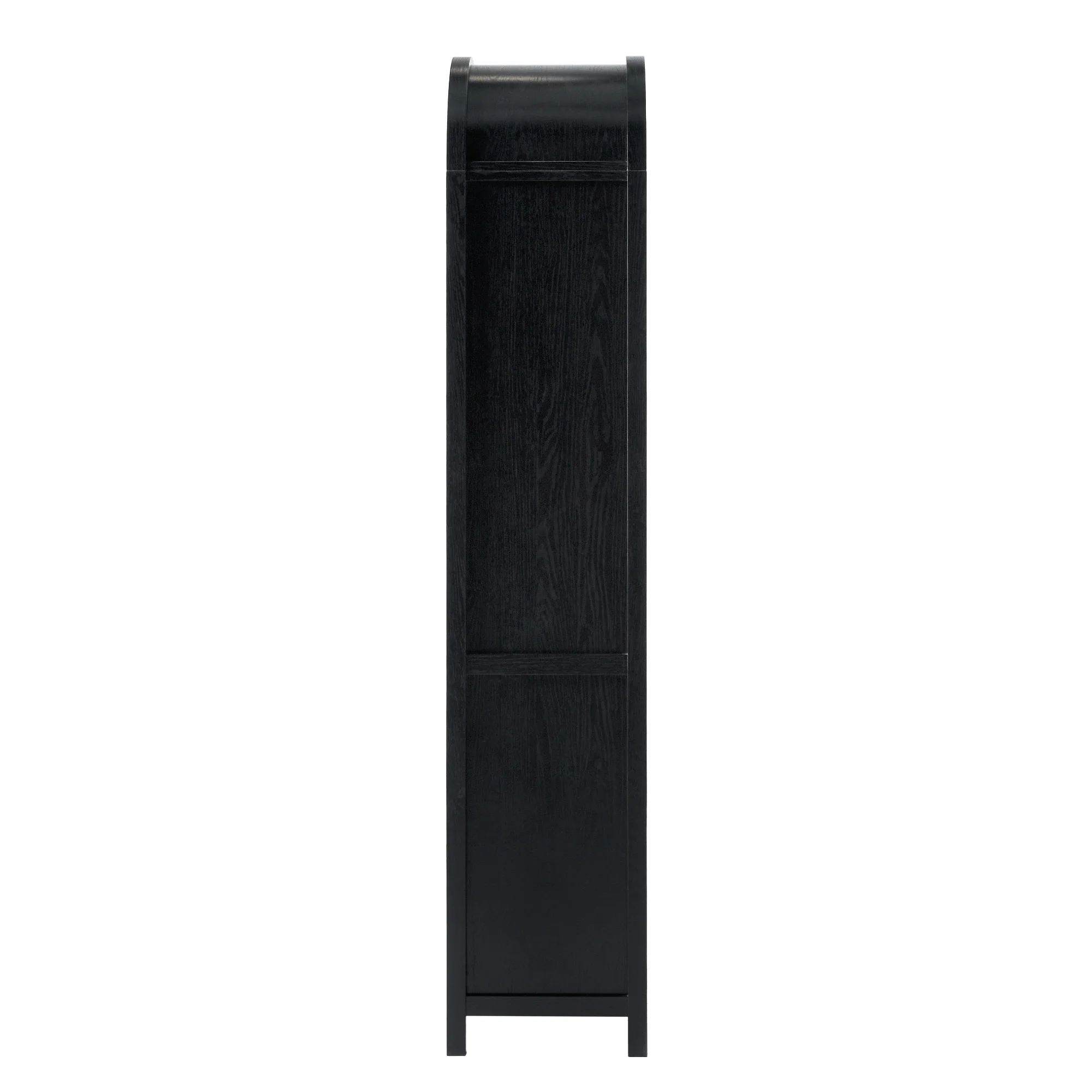 Walker Edison Modern 3 Shelf Open Arched Bookcase Cabinet, Black