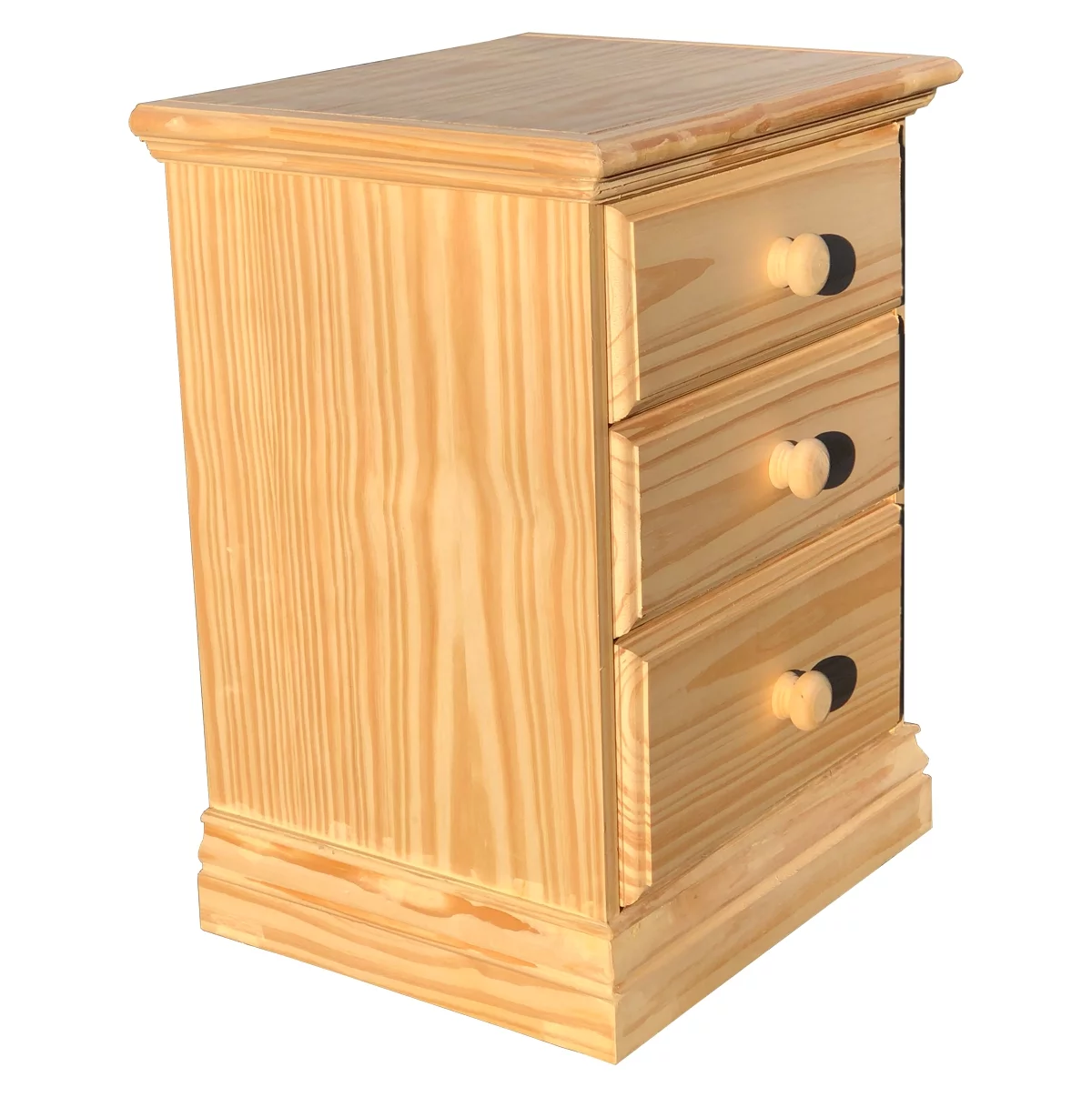 3 Drawers Arizona Nightstand Solid Pine Wood Fully Assembled Wooden Bedside Table