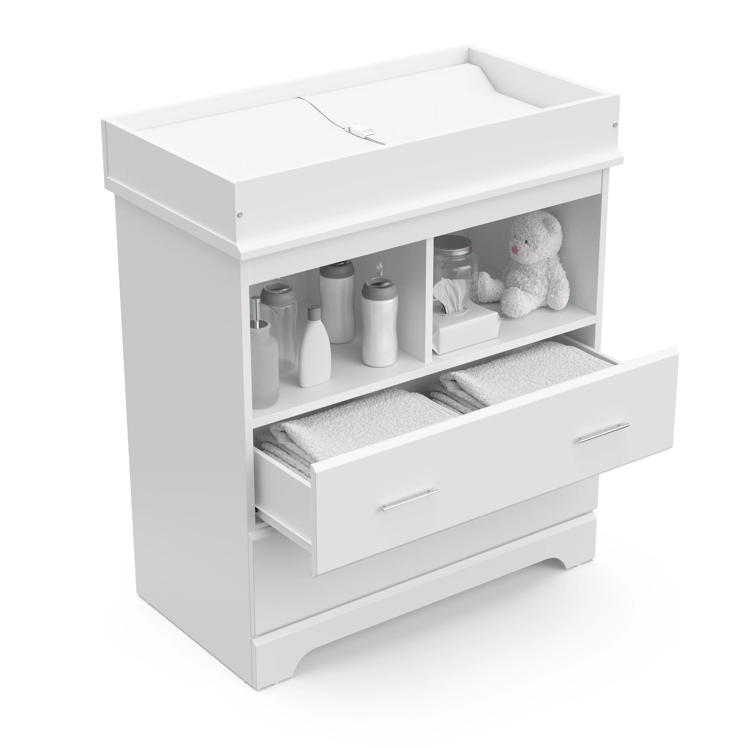 Storkcraft Brookside 2 Drawer Baby Changing Table Dresser, White