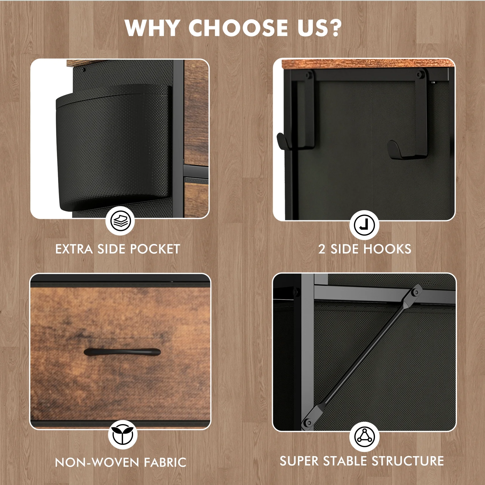 GIKPAL Dresser for Bedroom with 12 Drawer Tall Dresser Chest of Drawers Fabric Dressers Storage for Closet Living Room Hallway, Rustic Brown