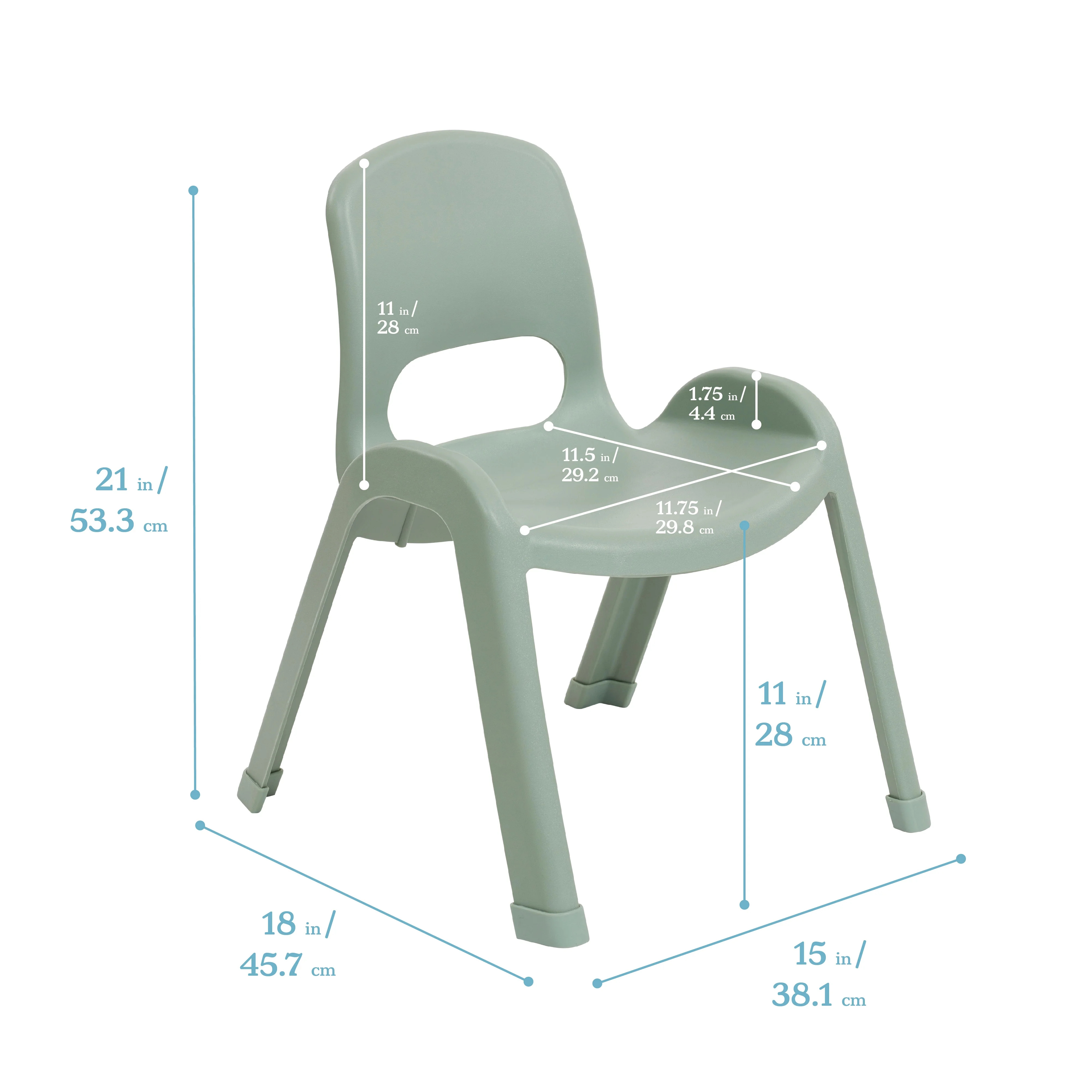 ECR4Kids SitRight Chair, Classroom Seating, Sage, 4-Pack