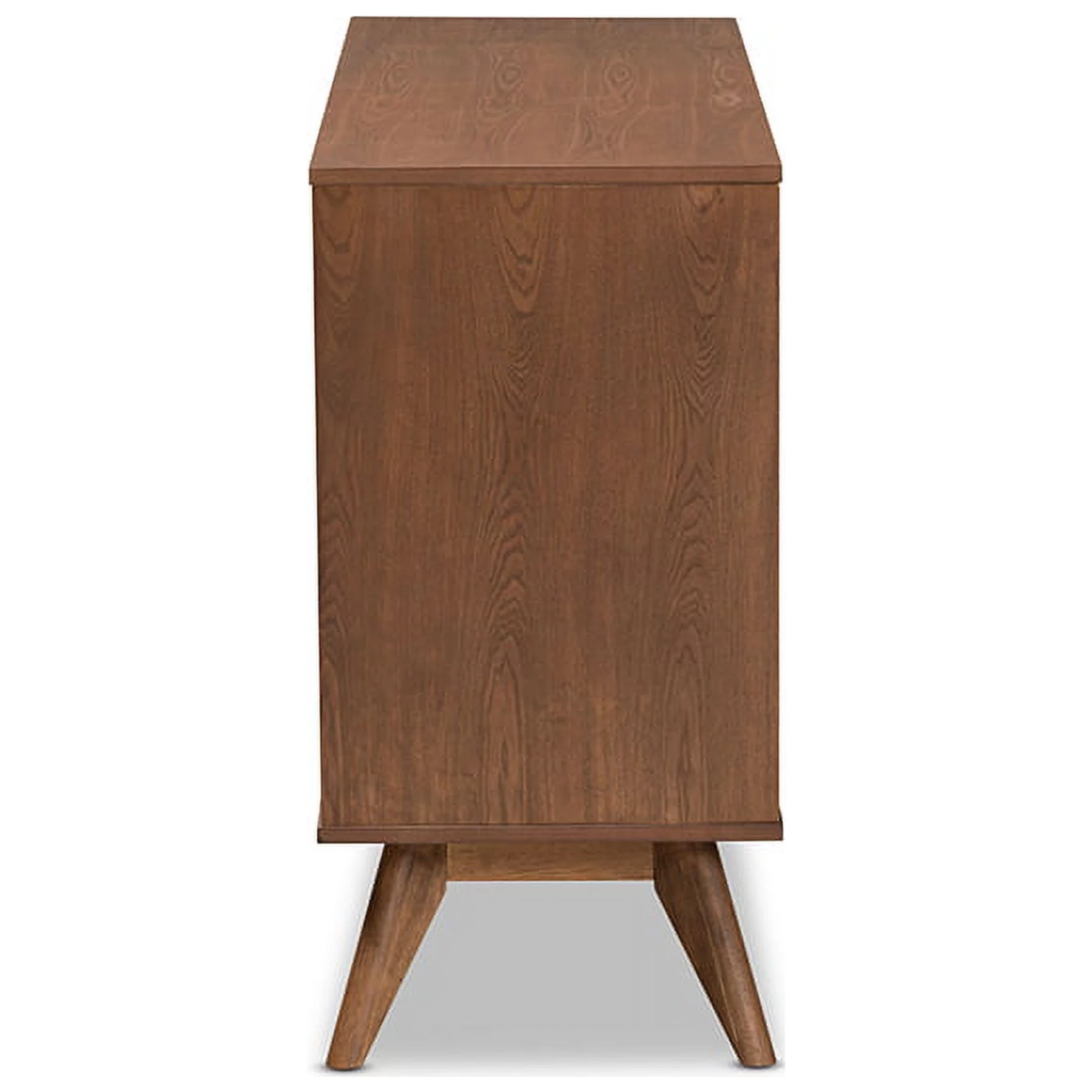 Baxton Studio Barrett Mid-Century Modern Walnut Brown Finished Wood and Synthetic Rattan 6-Drawer Dresser