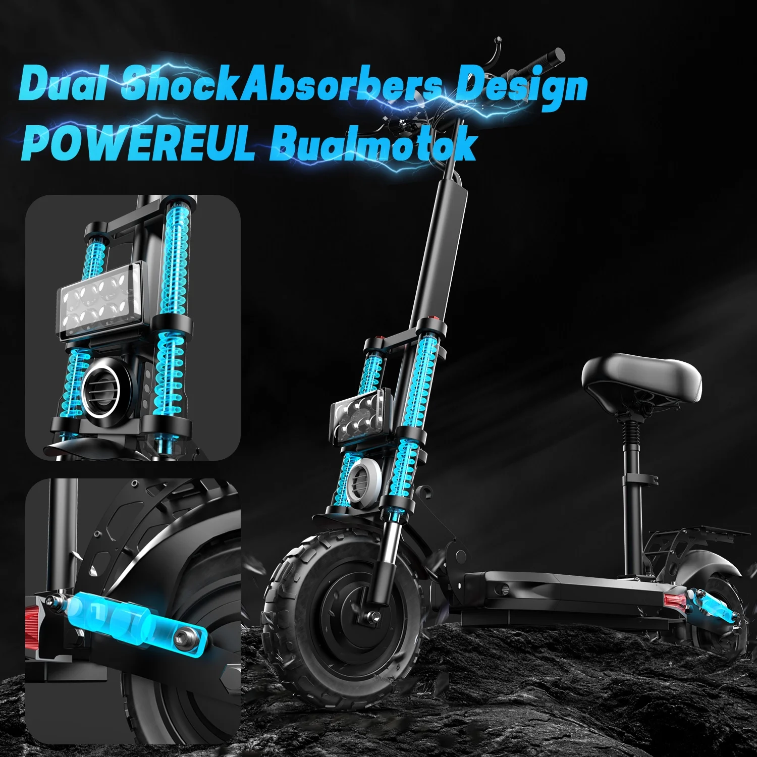 ASKGO Electric Scooter Adults, 2400W Dual Motor Heavy Duty Electric Scooter, 35MPH 45Miles Range Electric Scooter with Seat, 11