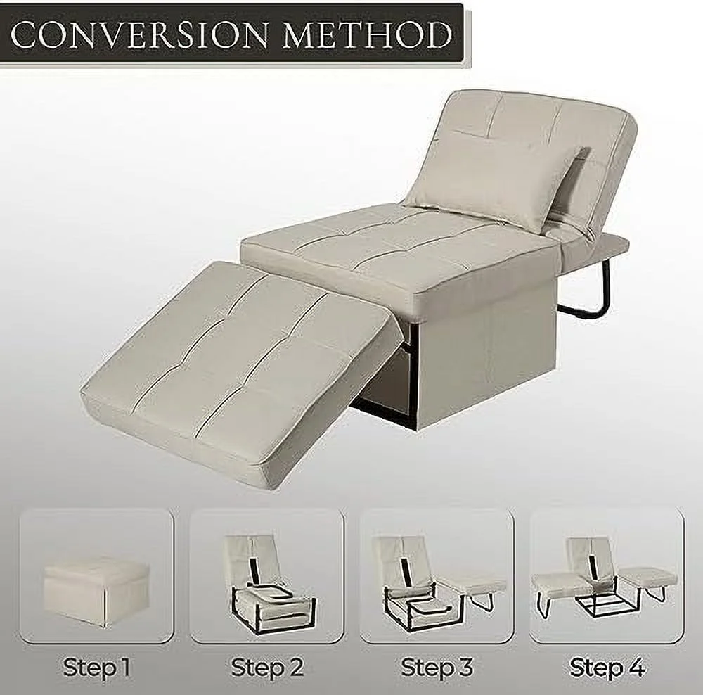 NLIBOOMLife Convertible Sofa Bed  4 in 1 Multi- Folding Ottoman Bed with Adjustable Backrest  Modern Pull Out Sleeper Chair for Living Room Apartment Office (Dark Blue  Medium-28 Width)