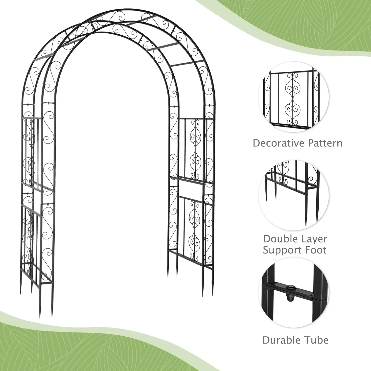 Garden Arbor, Arch Archway for Wedding Ceremony Party, Steel Garden Trellis for Plant Climbing, Christmas Garden Decorations Pergola for Garden, Backyard, Lawn (59.1