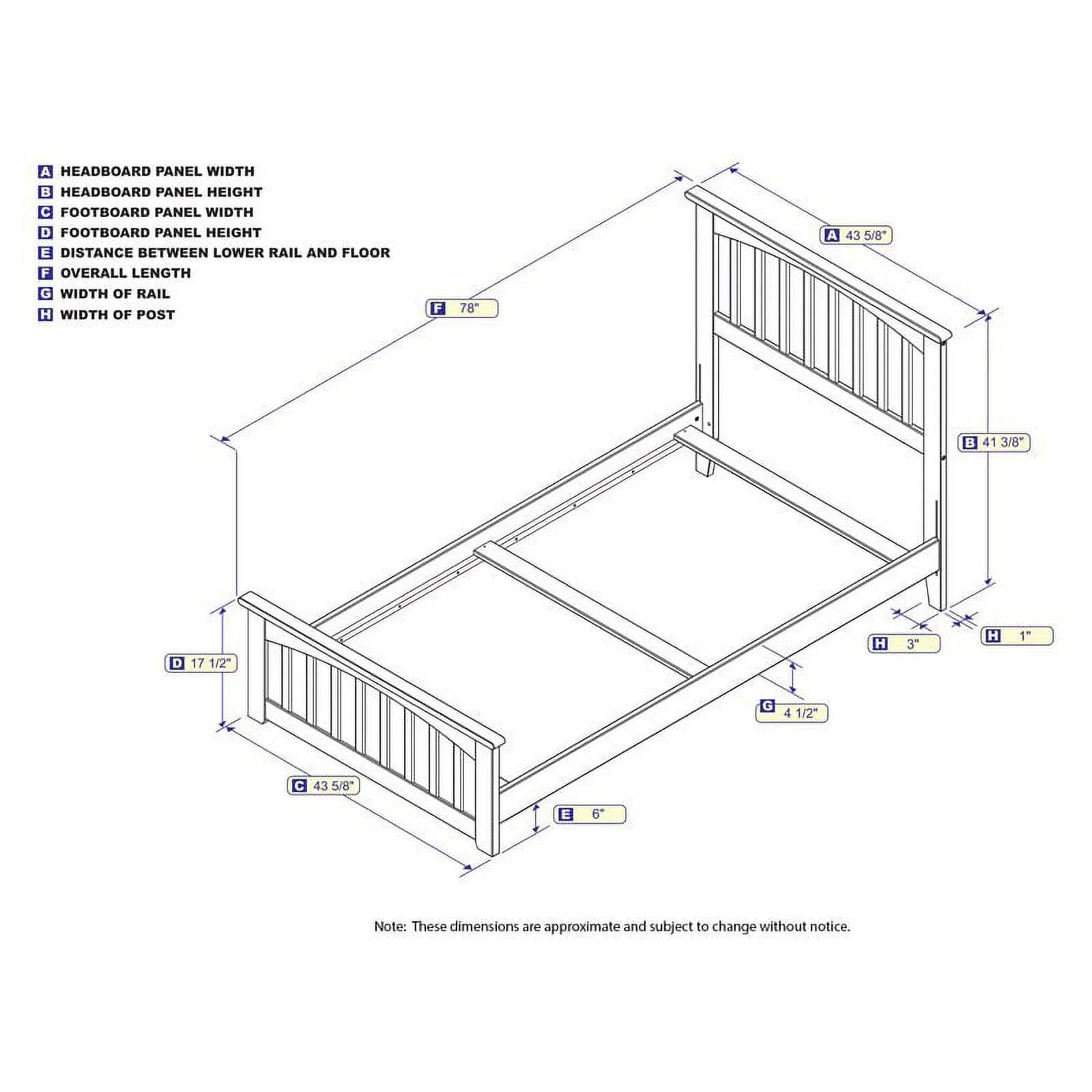 Leo & Lacey Traditional Solid Wood Twin Bed with Footboard in Gray