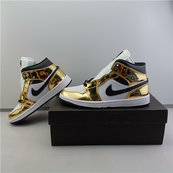 AIR JORDAN 1 MID WHITE/METALLIC GOLD-BLACK 554727 156