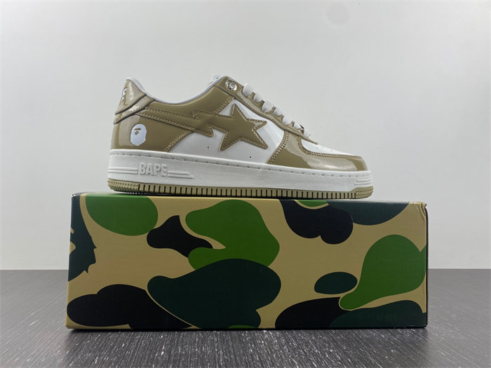 A Bathing Ape Bape Sta Patent Leather White Khaki