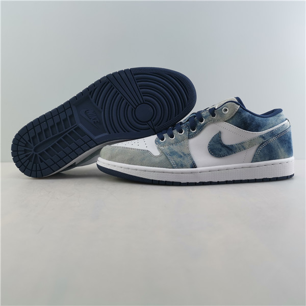 AIR JORDAN 1 LOW WHITE BLACK DENIM BLUE CZ8455-100