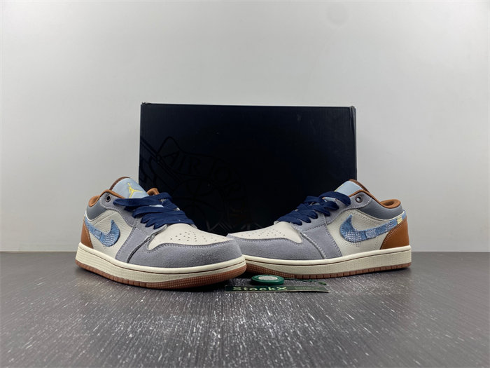 Air Jordan 1 Low SE Phantom Repaired Denim Swoosh FZ5042-041