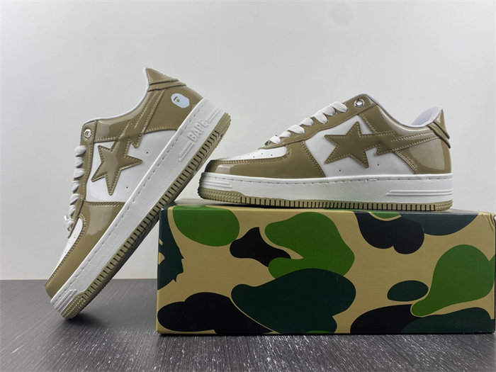 A Bathing Ape Bape Sta Patent Leather White Khaki