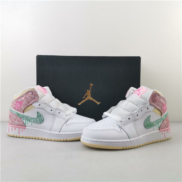 AIR JORDAN 1 MID GS PAINT DRIP DD1666-100