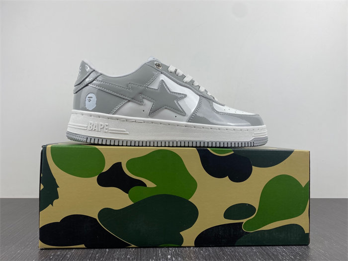 A Bathing Ape Bape Sta Patent Leather White Grey