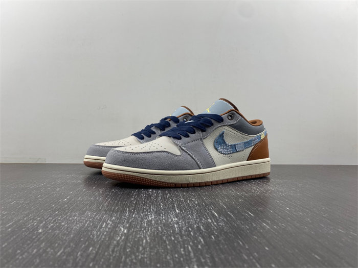 Air Jordan 1 Low SE Phantom Repaired Denim Swoosh FZ5042-041