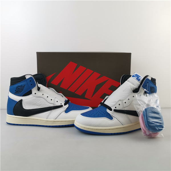 TRAVIS SCOTT X FRAGMENT X AIR JORDAN 1 BLUE WHITE DH3227-105