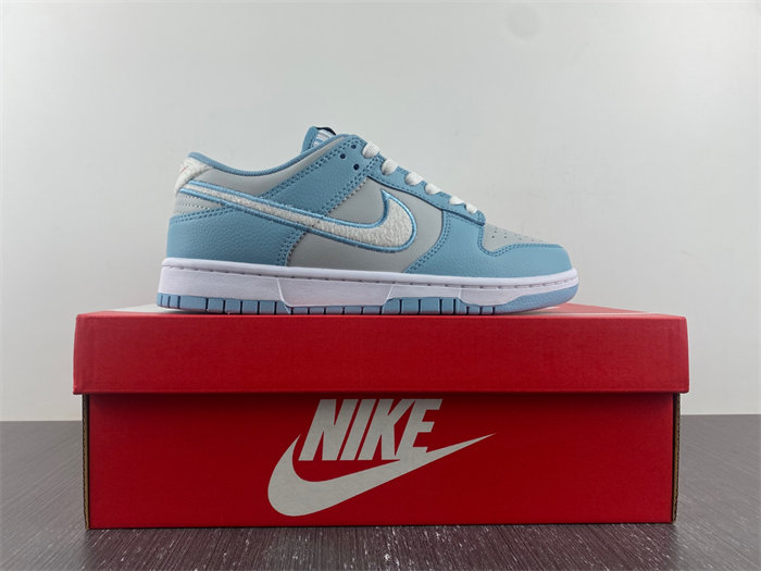 Nike Dunk Low Retro Fleece Swoosh Worn Blue  FB1871-011