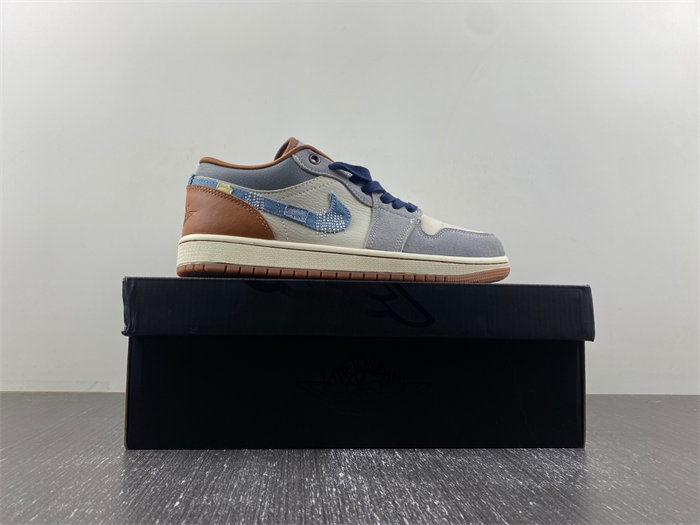 Air Jordan 1 Low SE Phantom Repaired Denim Swoosh FZ5042-041